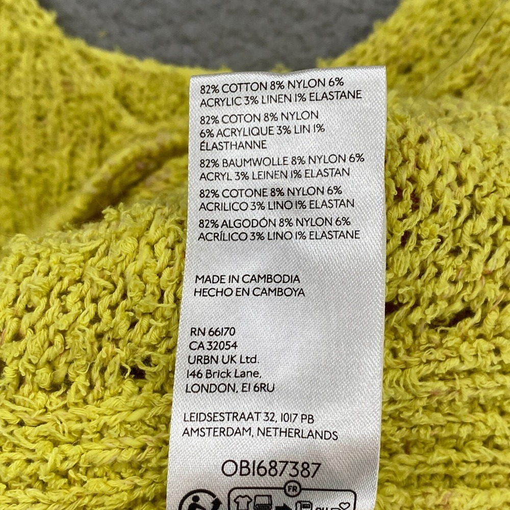 Anthropologie Sweater Tank Womens Small Pointelle Knit Oversized Yellow Beachy - Picture 9 of 13